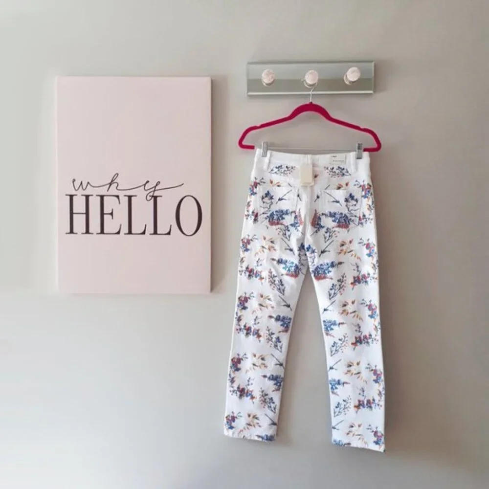 NWT Maje white & floral embroidered mid rise jeans - Picture 9 of 10